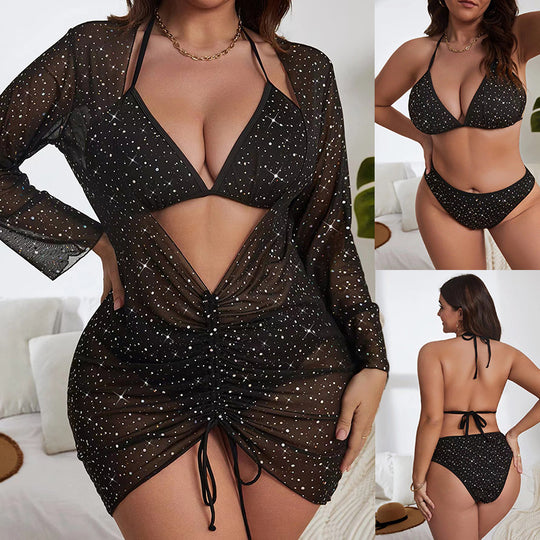 Damen Strandkleid mit gebundenem Ausschnitt und transparentem Design EB