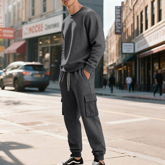 Herren Utility-Cargo-Jogger aus French Terry mit Mehrfachklappen & Tunnelzug EB