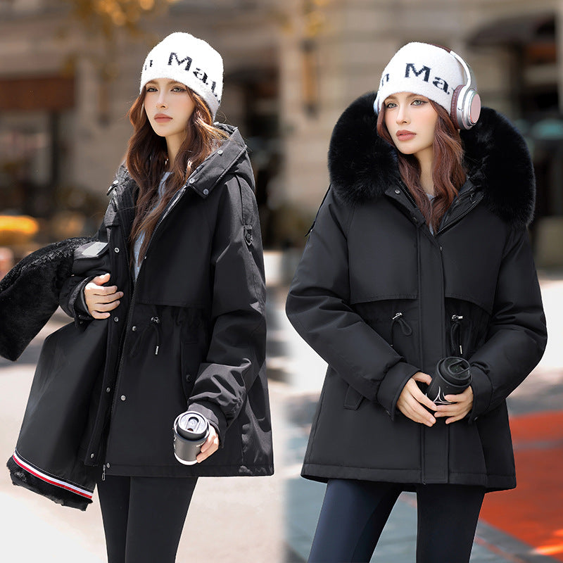 Damen Winterjacke mit abnehmbarem Kunstfellkragen EB