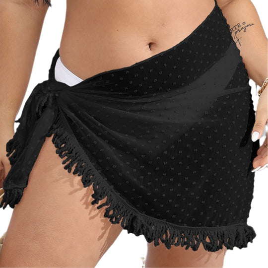 Damen luftiger Strandsarong mit fransigem Saum EB