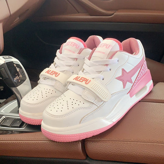 Damen modische Sneaker mit praktischem Klettverschluss und stylischem Sternenmuster EB
