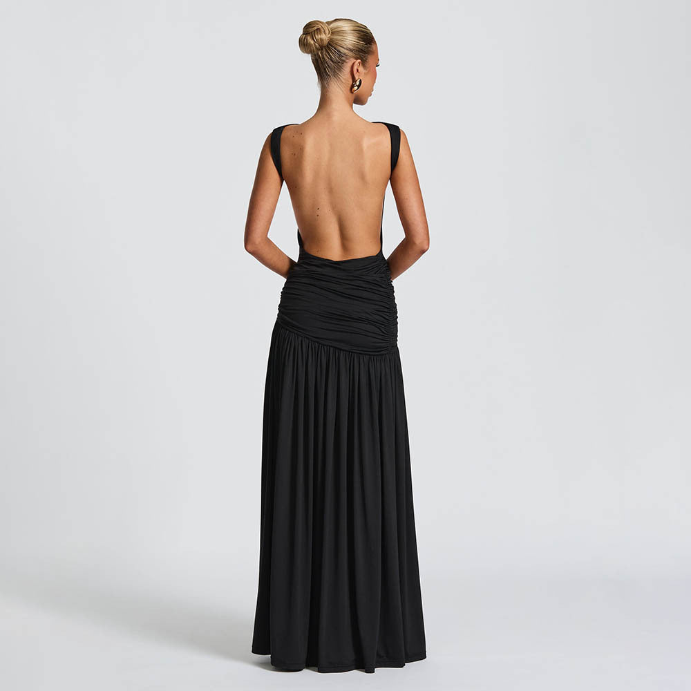 Damen Elegantes Maxikleid mit tailliertem Oberteil und einzigartiger Drapierung EB