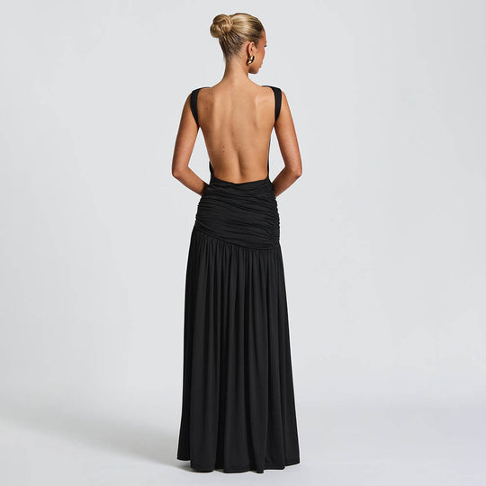 Damen Elegantes Maxikleid mit tailliertem Oberteil und einzigartiger Drapierung EB