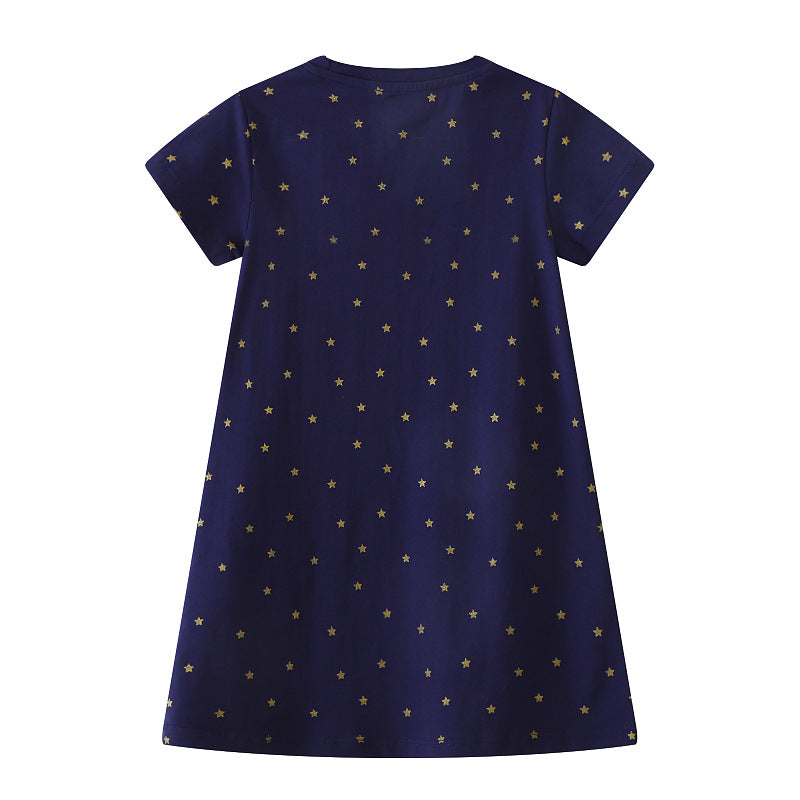 Mädchen Kurzarm Kleid mit bezauberndem Einhorn-Motiv EB