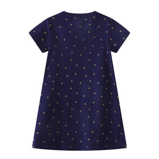 Mädchen Kurzarm Kleid mit bezauberndem Einhorn-Motiv EB