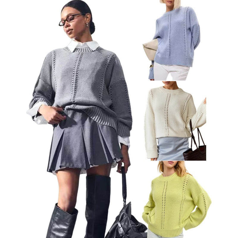 Damen Grobstrickpullover mit strukturiertem Design und weitem Schnitt EB