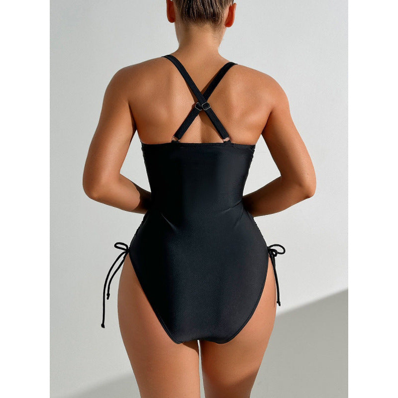 Damen Einteiler Badeanzug mit buntem Quasten-Detail EB