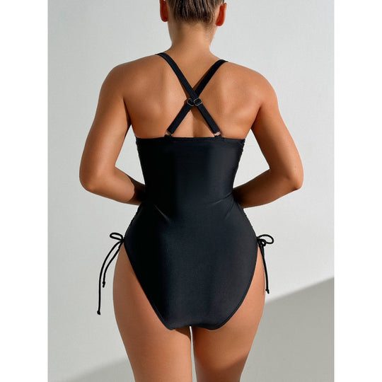 Damen Einteiler Badeanzug mit buntem Quasten-Detail EB