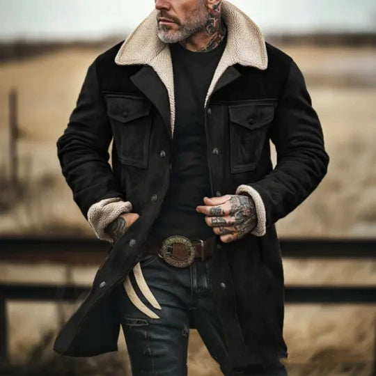 Herren verspielt schicke Wildlederjacke mit warmem Fleecefutter EB
