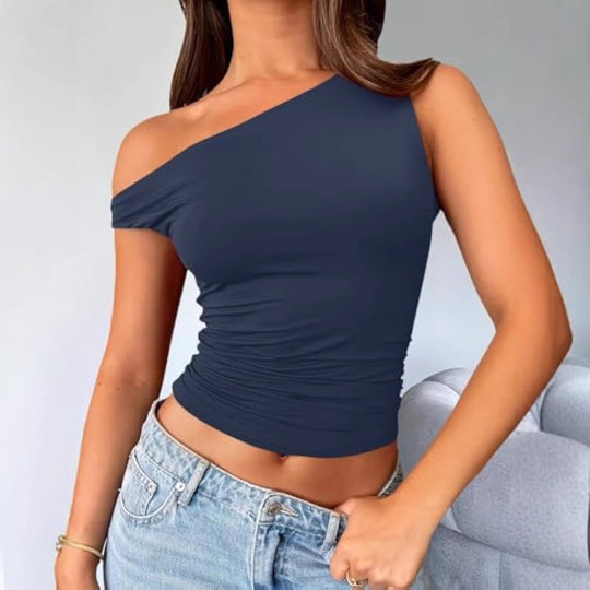 Damen asymmetrisches Oberteil mit Raffung EB