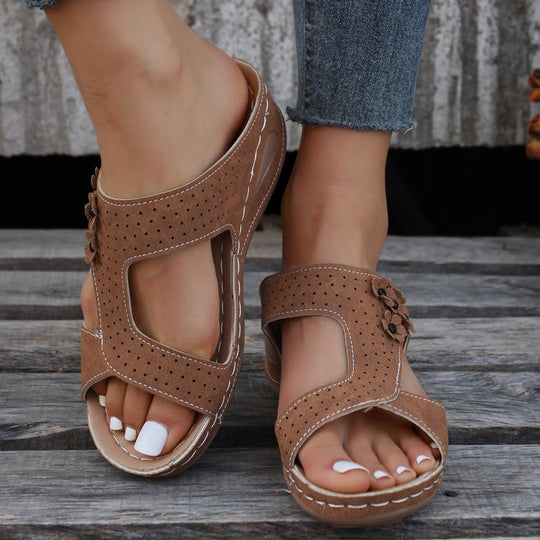 Damen modische Komfortsandalen mit floralem Design EB