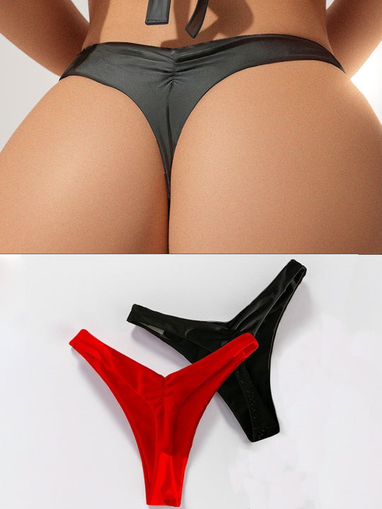 Damen Hochgeschnittener Bikini mit seitlichen Bindebändern EB