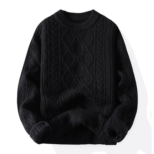 Damen Grobstrickpullover mit zeitgemäßem Zopfmuster und klassischem Rundhalsausschnitt EB