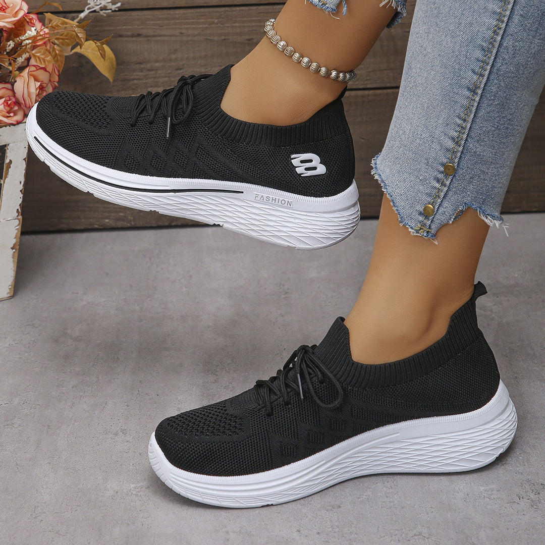 Damen Sportliche Sneakers mit elastischem Kragen und atmungsaktiver Mesh-Oberfläche EB