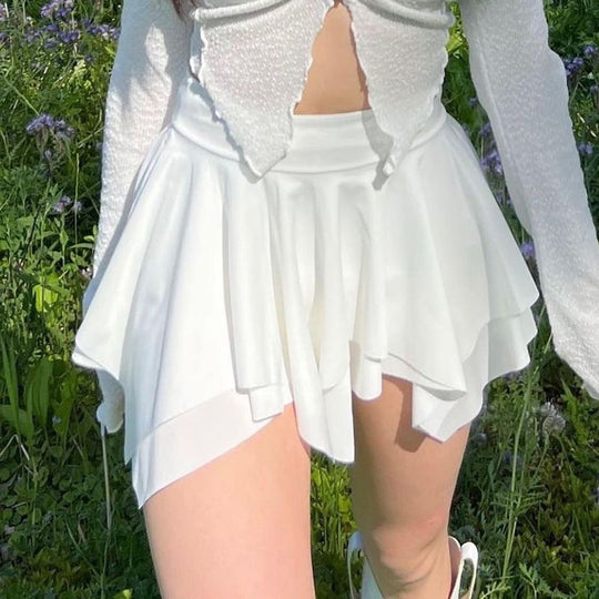 Damen stylischer asymmetrischer Rock mit voluminösen Falten EB
