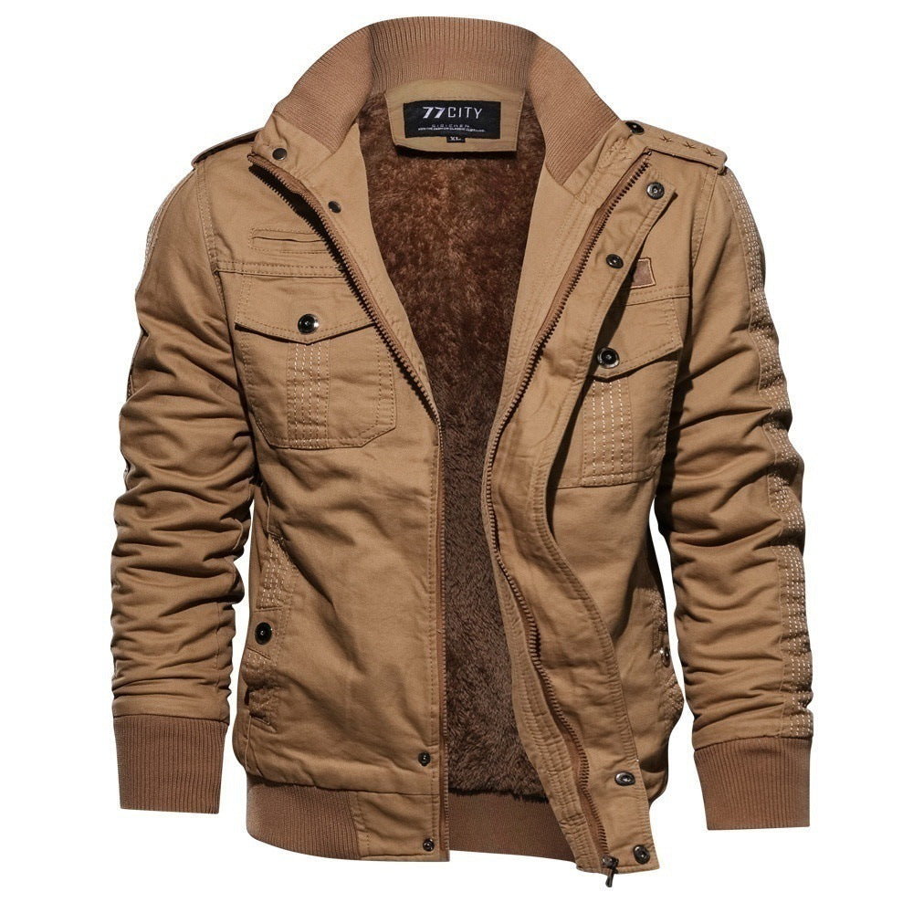 Herren  militärisch inspiriertes Bomber-Fieldjacke mit Epauletten, verdecktem Reißverschluss und Klappbrusttaschen EB