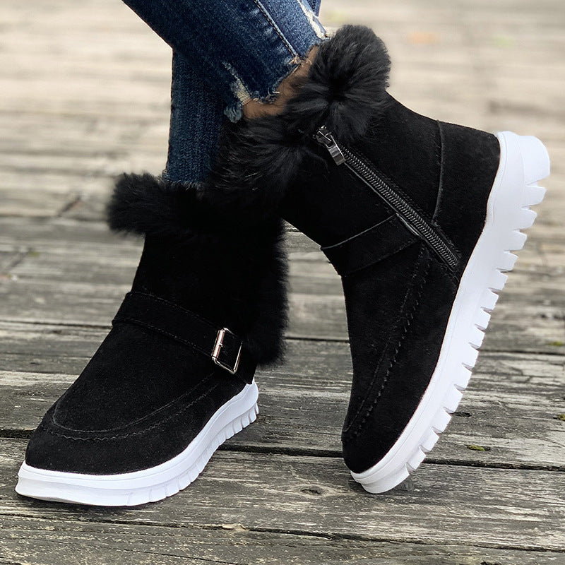 Damen Warmfutter-Stiefel mit modischem Fellbesatz EB
