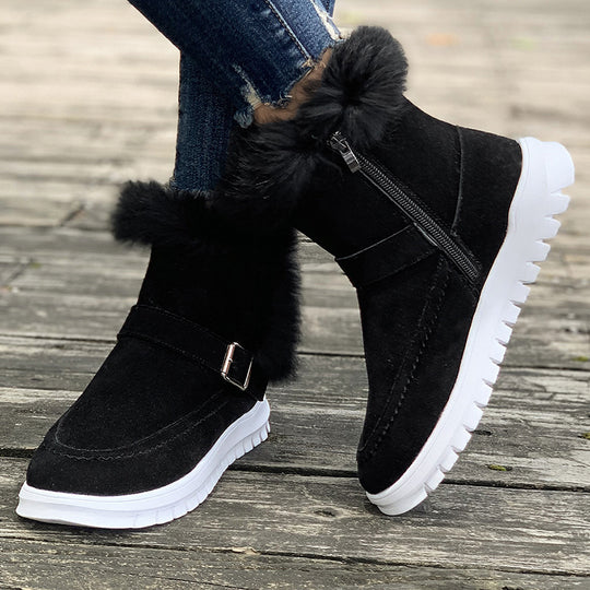 Damen Warmfutter-Stiefel mit modischem Fellbesatz EB