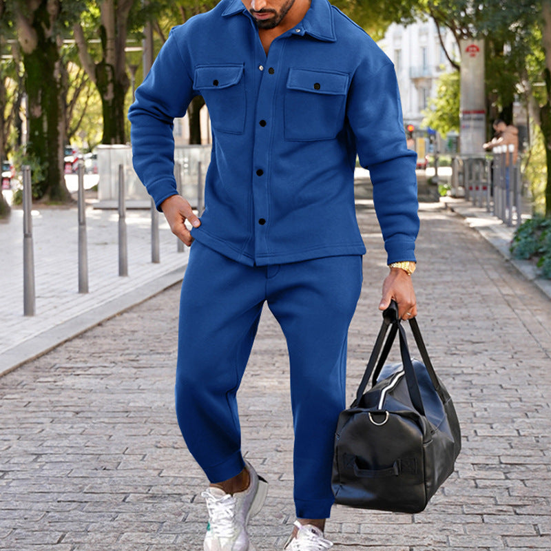 Herren Freizeit Set mit strukturiertem Oberteil und passenden Jogginghosen EB
