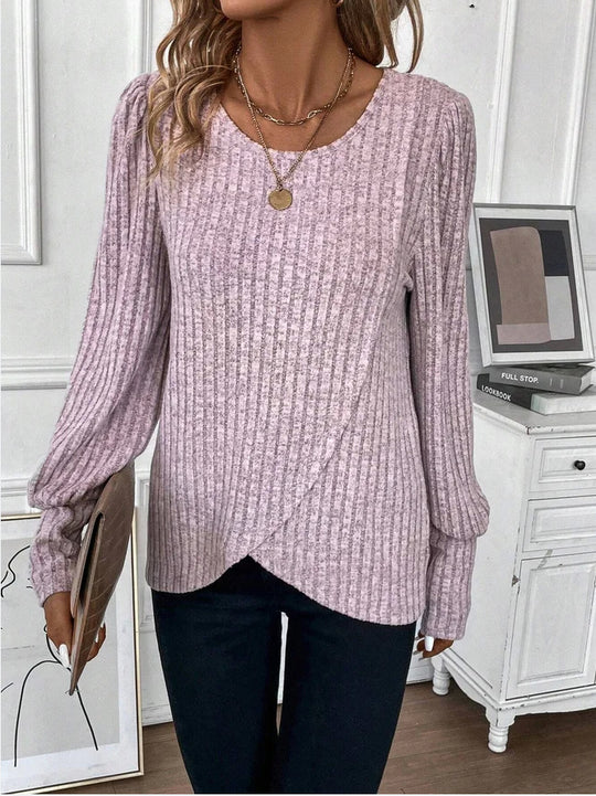 Damen Strickpullover mit raffiniertem Wickeldesign EB