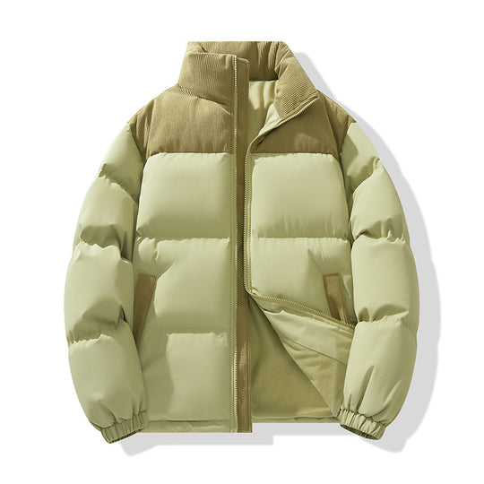 Herren wattierter Pufferblouson mit Cord-Schulterpaneel und hohem Stehkragen EB