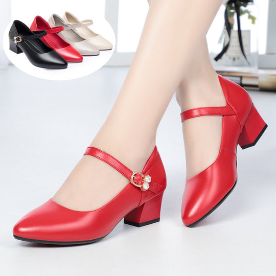 Damen Mary Jane Pumps mit modischem Schmuckdetail und komfortablem Blockabsatz EB