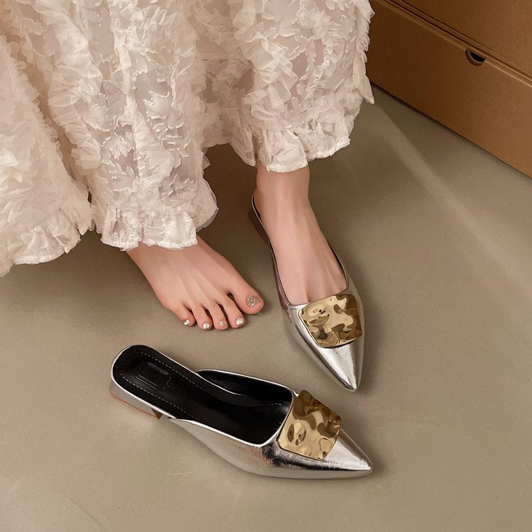 Damen schicke Mules mit femininem Metallakzent EB