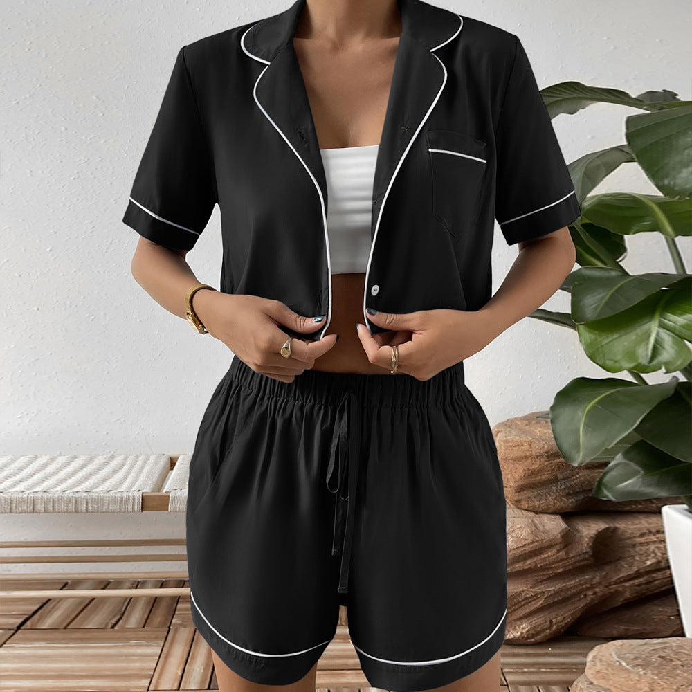 Damen lässiges Kurzarm Schlafanzug Set mit elastischem Bund EB