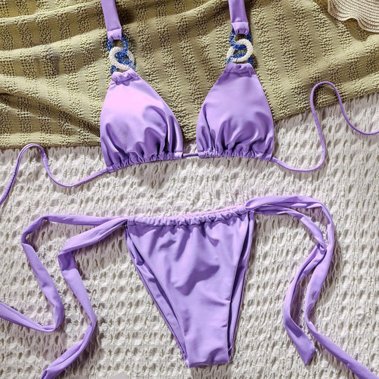 Damen Triangel-Bikini mit modischen Applikationen EB