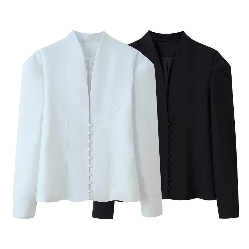Damen Blazerjacke mit klassischem Kragen und eleganten Knopfdetails EB