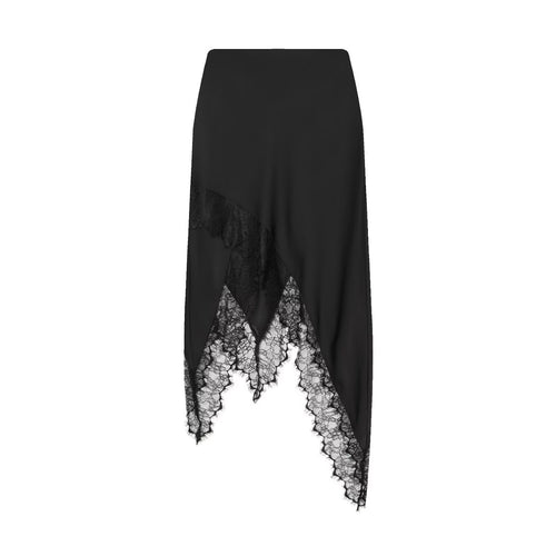 Damen Maxi-Rock mit asymmetrischer Spitzenbesatz und elegantem Saum EB