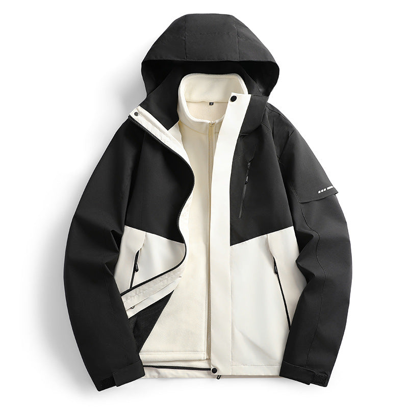Damen wasserdichte Softshell Outdoorjacke mit Kapuze atmungsaktive Membran EB