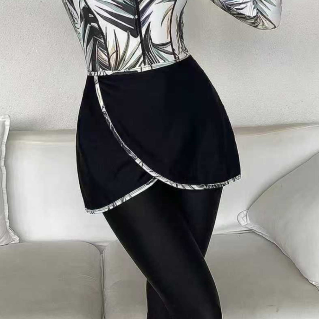 Damen Modischer und funktioneller UV-Schutz-Badeanzug mit Rock EB