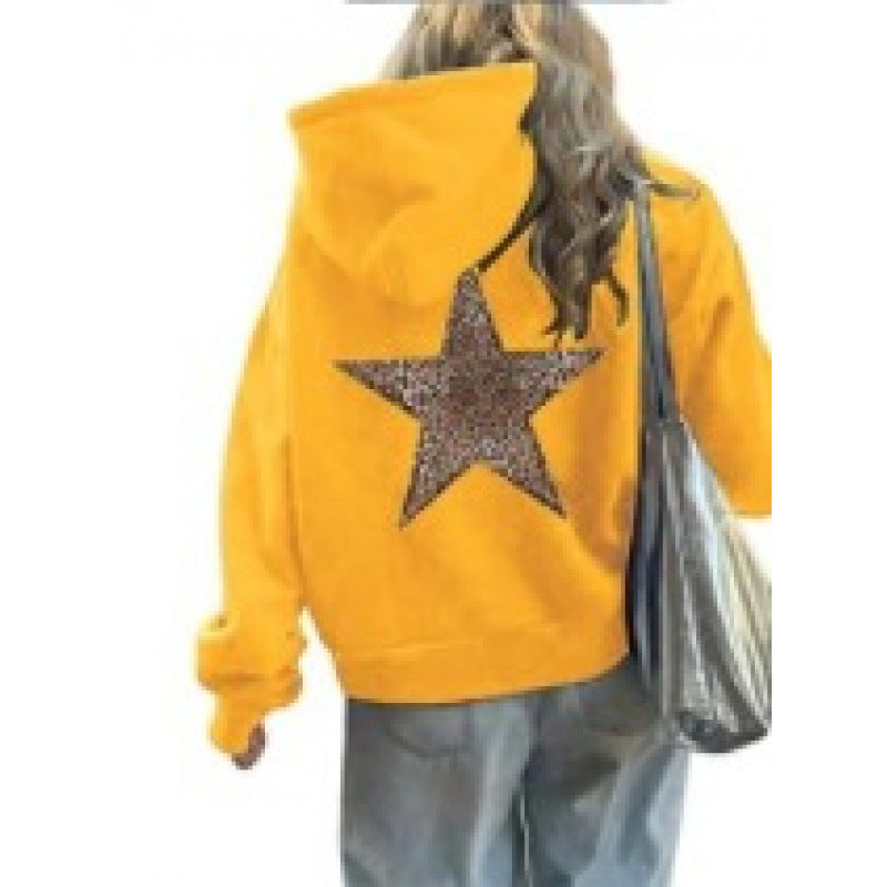 Damen Kapuzenpullover mit glitzerndem Sternmotiv EB