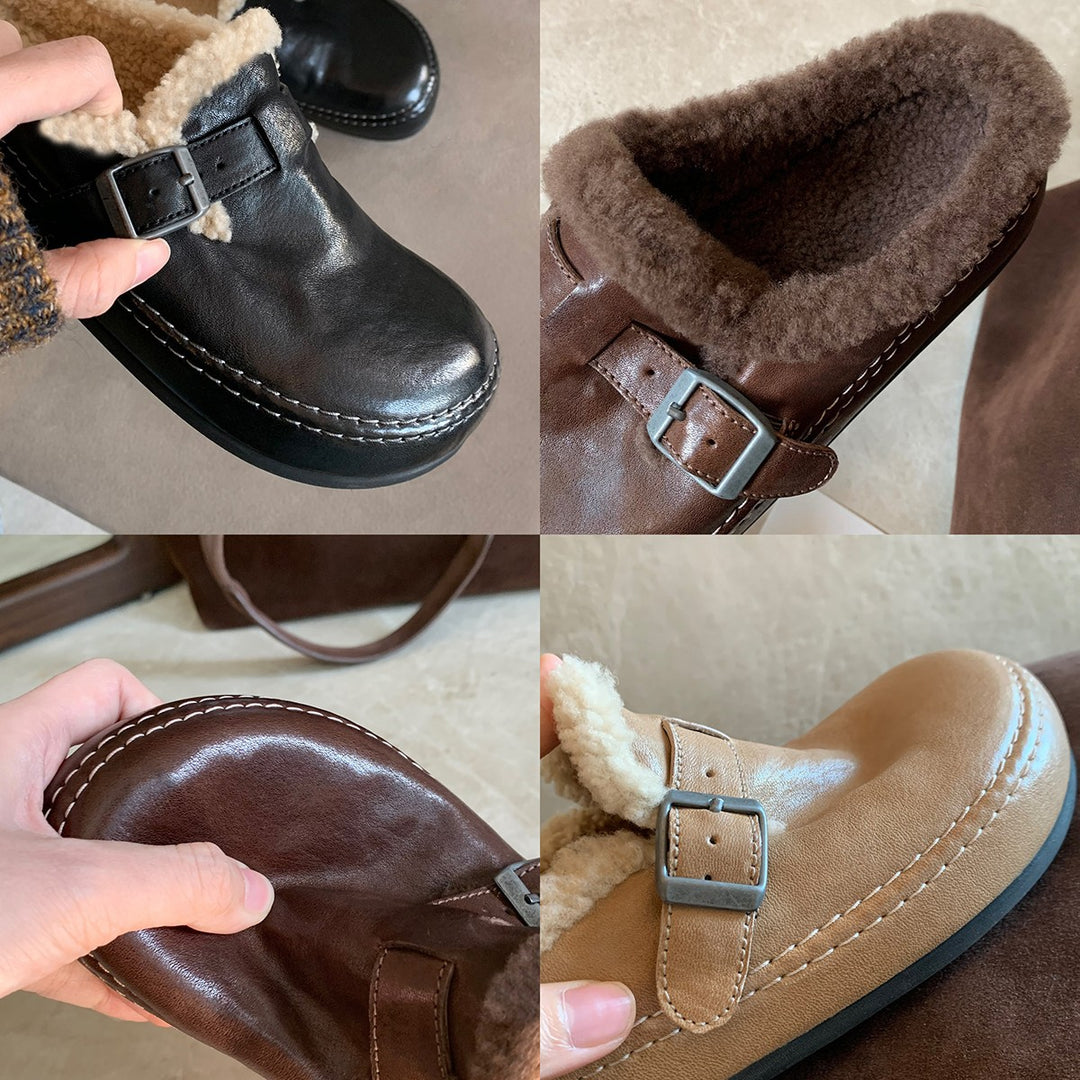 Damen Hausschuhe mit flauschigem Innenfutter und verstellbarem Riemen EB