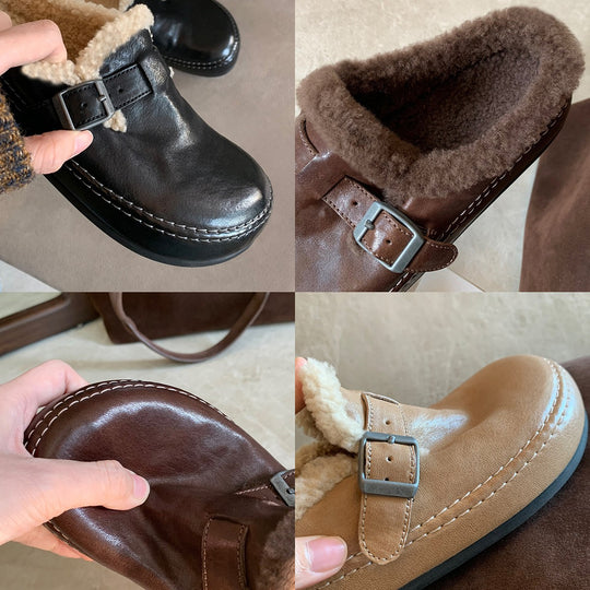 Damen Hausschuhe mit flauschigem Innenfutter und verstellbarem Riemen EB