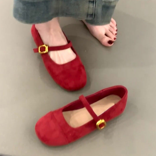Damen elegante Ballerinas mit modischem Riemchen und komfortablem Fußbett EB