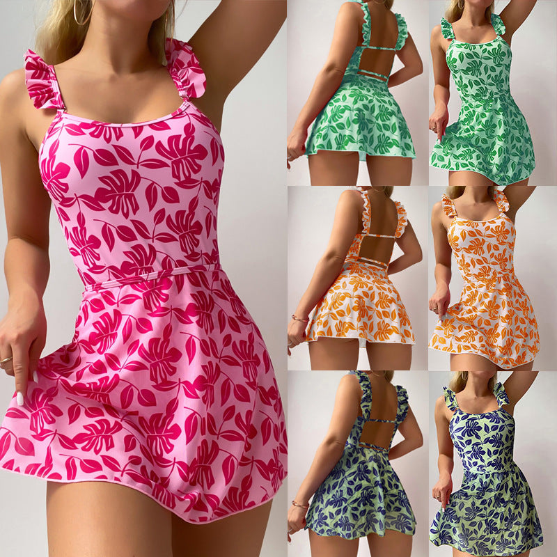 Damen Schwimmdress mit verspielten Rüschendetails EB