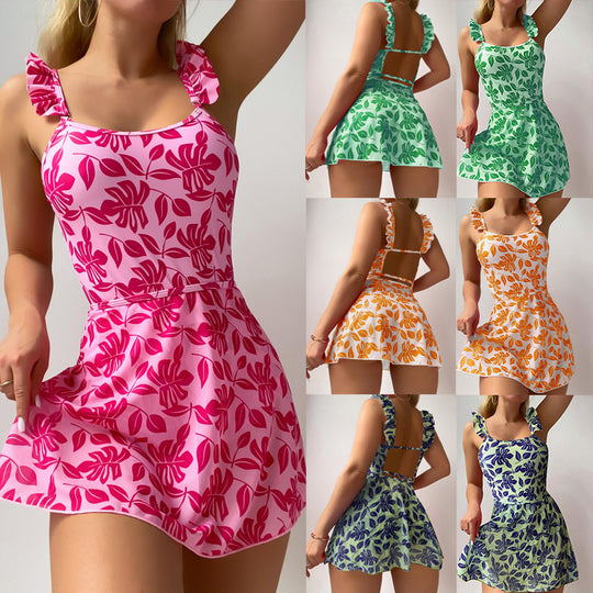 Damen Schwimmdress mit verspielten Rüschendetails EB