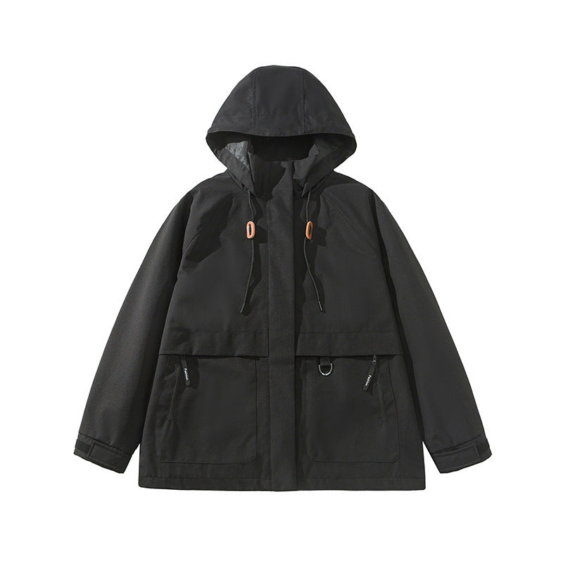 Damen technische Outdoor-Jacke mit verstellbarer Kapuze und großen Taschen EB