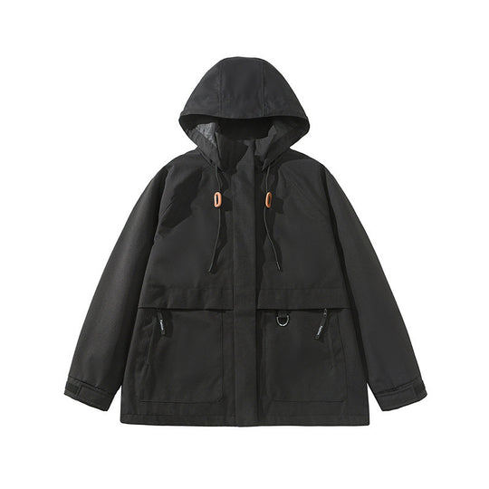 Damen technische Outdoor-Jacke mit verstellbarer Kapuze und großen Taschen EB