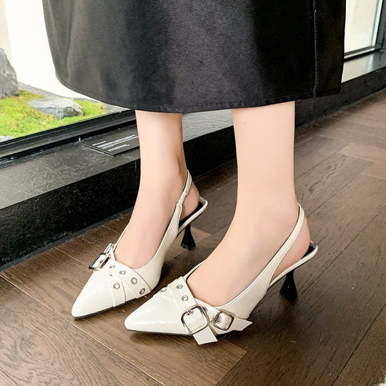 Damen Slingback-Pumps mit quadratischem Absatz und Schnallenakzent EB