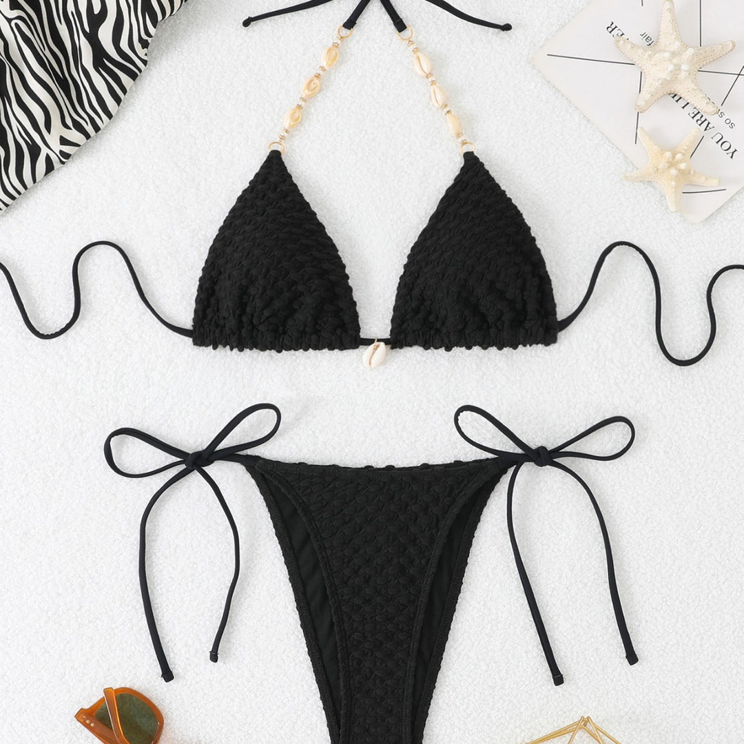 Damen Triangel-Bikini mit Struktur und verstellbaren Bändern EB