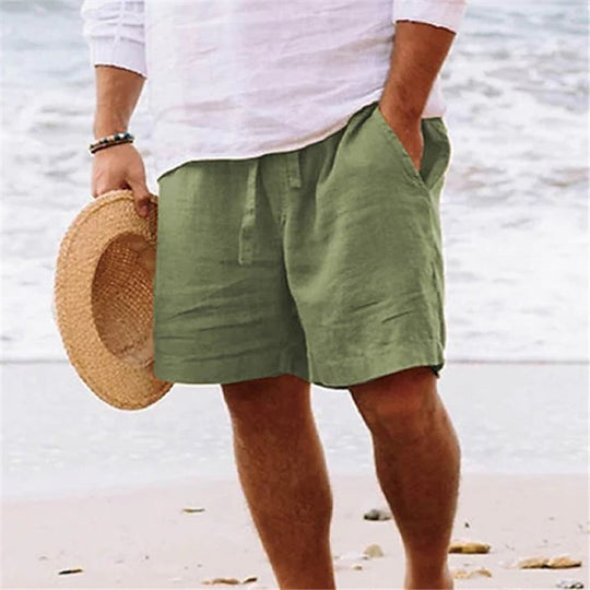 Herren luftige Leinen-Shorts mit elastischem Bund und praktischen Seitentaschen EB