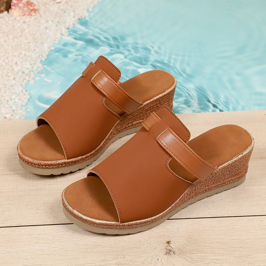 Damen Wedge-Pantoletten mit verstellbarem Riemen und ergonomischem Fußbett EB