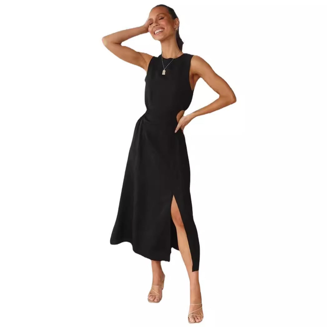 Damen Maxikleid mit raffiniertem Wickeldesign und hohem Schlitz EB