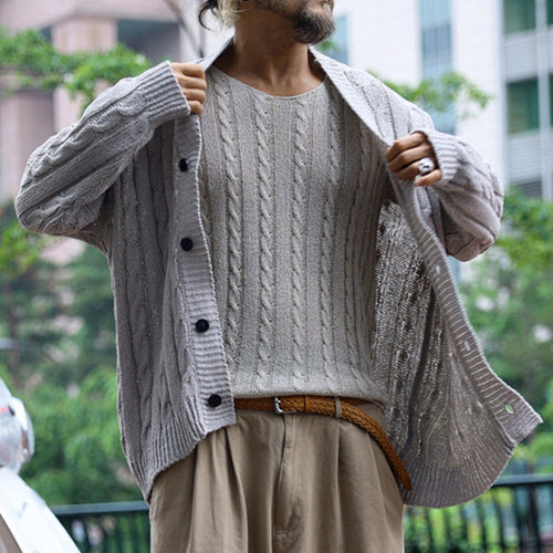 Herren Strickjacke mit Struktur und Knopfverschluss EB