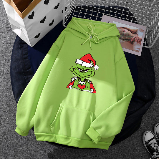 Unisex nan Kapuzenpullover mit weichem Fleece-Futter, Kängurutasche und auffälligem Weihnachts-Comicprint EB