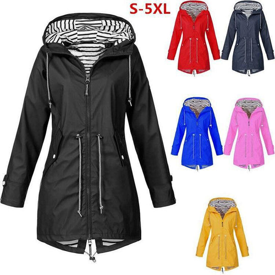 Damen nan taillierte Parka-Jacke mit Kapuze, Kordelzugbund und verdecktem Reißverschluss EB