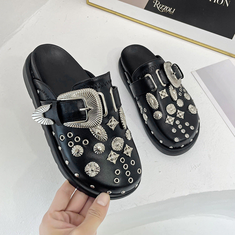 Damen Mokassins mit dekorativen metallic Applikationen EB